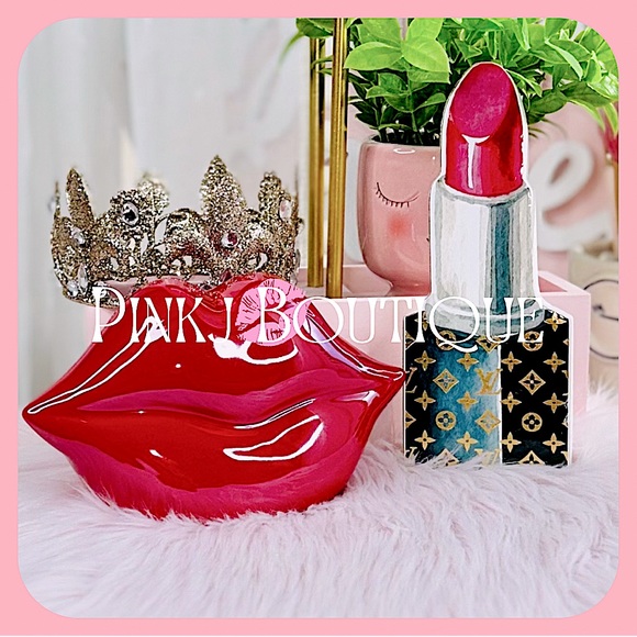 Other - 💗💃🏻Unique {Branded LV} Red Printed Shaped Lipstick | Big Lips Glam Decor!